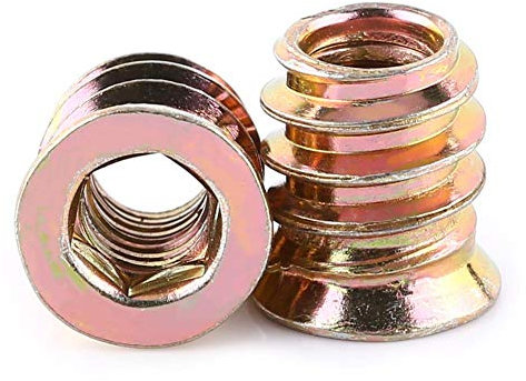 20Pcs Carbon Steel Hex Socket Zinc Plated Carbon Steel Material Drive Head Insert Nuts Threaded for Wood Furniture