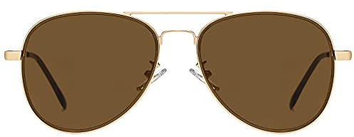H HELMUT JUST Gafas de Sol para Hombre Mujer Piloto Espejo para Viajes UV400 Marrón Aviador Montura
