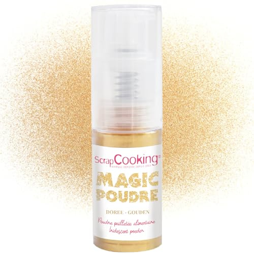 ScrapCooking - Lebensmittel Glitterpulver Gold 7 g - Essbarer Glitzer – Magic Powder - Pulver zum Glänzen Ihrer Torten, Kekse, Makronen, Plätzchen, Cupcakes Blattgold Farbe - 4297