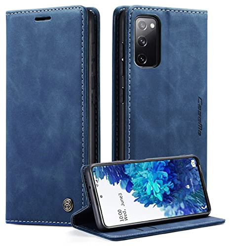 CaseMe Handyhülle für Samsung Galaxy S20 FE 5G/4G Hülle Premium Lederhülle Klappbar Flip Case Tasche Magnet Kartenfach Standfunktion Schutzhülle für Samsung Galaxy S20 FE 6,5'' - Blau