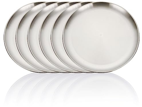SHUESS 6 pcs Stainless Steel Pizza Oven Trays - 12 Inch Pizza Baking Pan - Round Baking Trays - Non-Stick Pizza Trays for Oven, Healthy and Durable, Dishwasher Safe