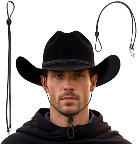 Gamboa 100% Pelle Cappello Sottogola Cappelli Cinghietta Cinghia Rimovibile per Cappello Cowboy e da Sole