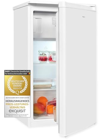 Exquisit Kühlschrank KS117-3-040D weiss | 81 L Volumen | Kühlschrank mit Gefrierfach freistehend | Gemüsefach | Freistehender Kühlschrank mit Gefrierfach