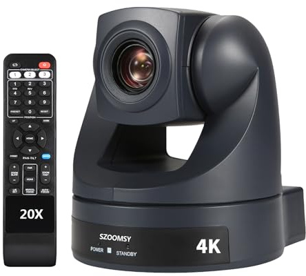 SZOOMSY PTZ Camera 4K 20x Optical Zoom with HDMI USB Output Support 4K30fps Conference Room Webcam Suitable for PTZ Conference System Live Broadcast, Church Service, Webinar and Remote Meeting