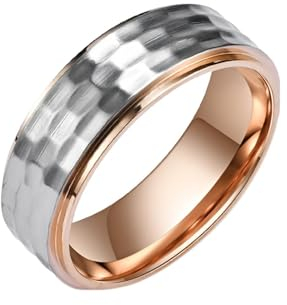 Aotiwe Verlobungsring Rotgold, Mens Rings Geometrische Bicolor aus Edelstahl Größe 67 (21.3)
