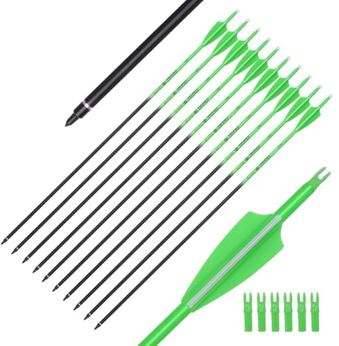 Pfeile für Bogenschießen 30 Zoll Carbonpfeile Bogenpfeile Jagdpfeile für Recurvebogen Langbogen Outdoor Zielschießen(6/12 Stück)