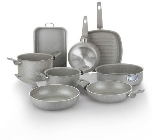 KASANOVA Set pentole per piani cottura tradizionali, set di pentole antiaderente, Batteria di Pentole da 18 pezzi con coperchi, cottura salutare, rapida e uniforme (8 pezzi)