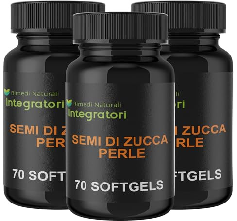 Semi Di Zucca 210 Perle | Softgels con Olio Spremuto a Freddo ricco in Acido Linoleico Oleico Omega 3-6-9 - Una Softgel al Giorno