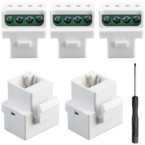 ASOFTY 5 Stück RJ11 CAT3 Keystone Telefon Modul, RJ11 Telefonisches Sprachmodul mit Mini Schraubendreher, RJ11 Telefonbuchse Verbinder, Telefonleitung Steckdosen Adapter