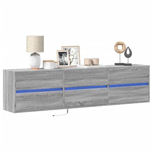 ShGaxin 3307938 Meuble TV mural avec LED gris Sonoma 180 x 31 x 45 cm, table TV, meuble TV, meubles de salon, table TV