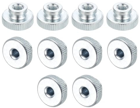 sourcing map Knurled Thumb Nuts, 18Pcs M6x1mm Iron Round Knobs Fasteners for 3D Printer Part, Silver Tone