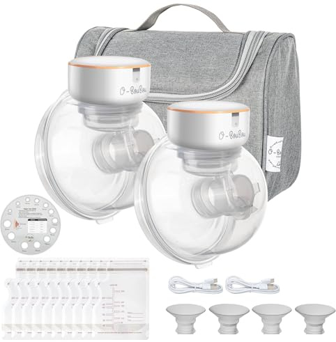2 x Tiralatte Elettrico senza BPA - Tiralatte Elettrico Indossabile a Mano Libera in Silicone Con Batteria a Lunga Durata - 12 Livelli e 4 Modalità - Flange da 24 mm + 4 Inserti Flange (19/21 mm)