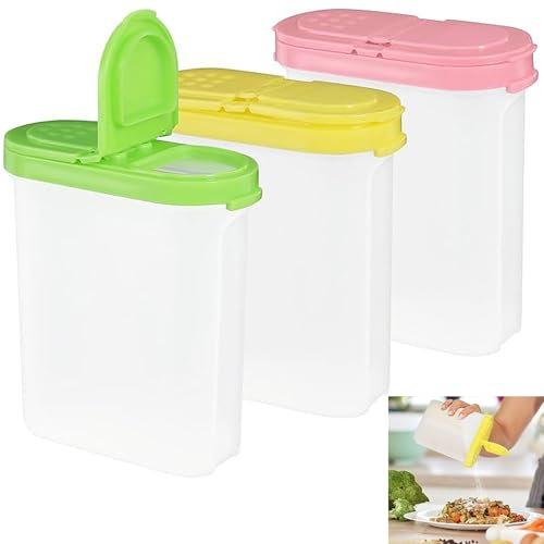 UQMIQURA 3 Stück Vorratsdosen Set, 250ml Gewürzboxen Aufbewahrung, Schüttdosen Transparent mit Klappdeckeln, Küche Luftdicht Vorratsbehälter, Streudosen Vorratsdosen für Küche Gewürze, Salz, Pfeffer