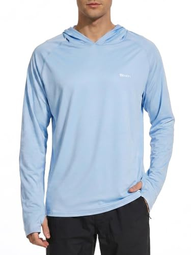 HUAKANG Homme T-Shirt à Manches Longues Protection Solaire extérieur Anti-UV Décontractée Chemise Légère à Séchage Rapide pour Le Camping Les Voyages La Pêche