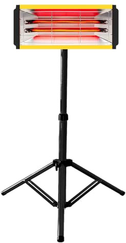 DATOUBOSS Lámpara Infrarrojos Pintura 2000W 220V con Soporte Telescópico Ajustable y Temporizador 0–90 min, Secador de Pintura Automotriz de Onda Corta para Reparación de Carrocerías (650×500 mm)