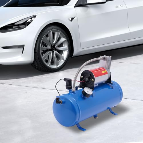 12V Luftkompressor mit 6L Tank & Schlauch, 150 PSI Mobiler Air Compressor Druckluftkompressor für Auto, Fahrrad, Motorrad, Reifenfüller, Luftkissen, LKWs & SUVs