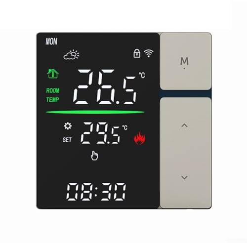 316A Smart Thermostat Compatible with For Tuya WiFi for Electric Floor Heating and Gas Boiler, Remote Control via App with and Assistant Voice Support (Gray 16A-WIFI)