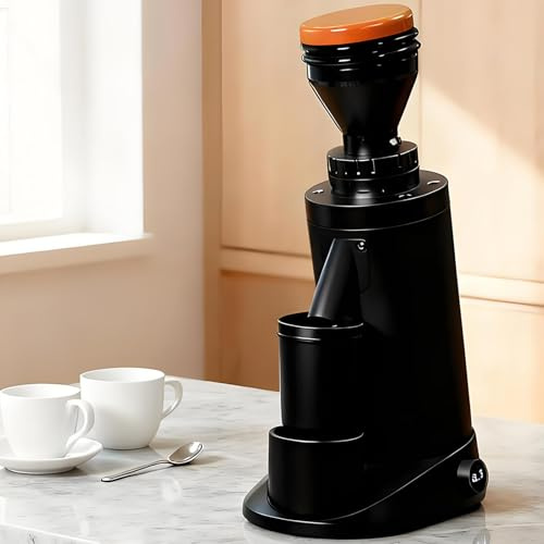 vnmudzeo Moulin à Café éLectrique à Meules Plates/Coniques, 300-1500 TR/Min RéGlables, Minuterie De 0,1 à 19,9 S, pour Expresso Filtre 64mm-Black