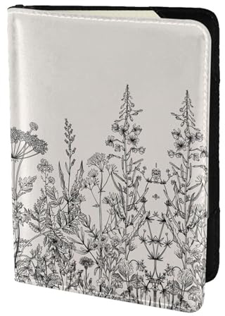 Dexnel Reisepasshülle mit Blumenkräutern, botanischer Gravur, 1 Stück, für Reisen, Damen, Herren, niedliche Reisepasshülle