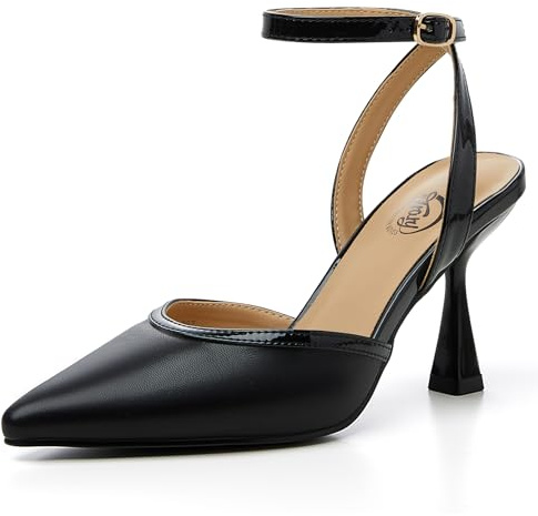 Trary Heels Women Pumps Closed Toe Ankle Strap Pointed Toe Heeled Sandals for Women Stiletto Wedding Dress Shoes