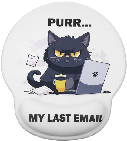 Yimomoyi Mauspad mit Gelkissen, Mousepad Mit Gel Handauflage, Ergonomisches Mauspad Klein für Computer Laptop, Home Office Gadgets Handgelenkschoner Mouse Pad, Handballenauflage Maus (Email Cat)