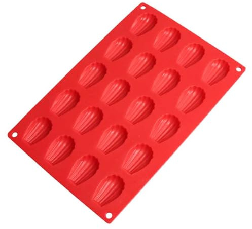 NIDONE 20 Agujeros Madeleine Cake Tin Cake Mold Bandeja Silicona Postre Para Hornear Herramienta Antiadherente Rojo