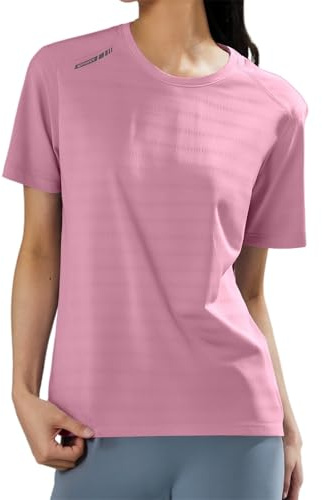 Maglietta da donna in seta di ghiaccio per sport, tempo libero, corsa e fitness, traspirante, manica corta, Colore: rosa., 3XL
