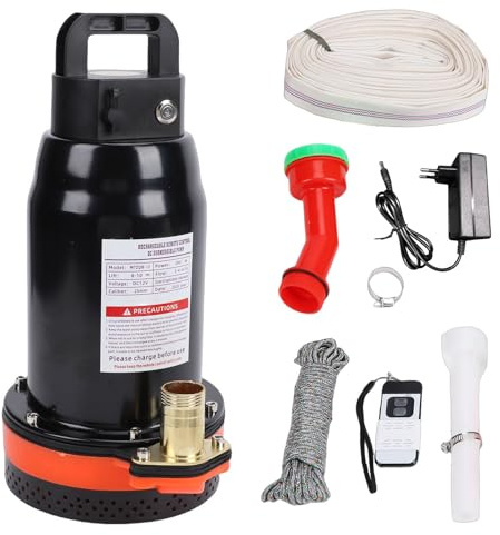 Zhjvihx Pompe Submersible, Petite Télécommande sans Fil Rechargeable sans Fil 280 W 3-4 M³/h Pompe à Eau Utilitaire Multi-usage pour le Drainage du Jardin du Sous-sol de la Piscine