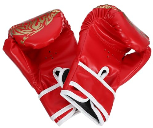 Angoily Moufles de Boxe Garçon et Filles 6oz Rouges en PU pour Entraînement de Kickboxing et Boxe Thaï, Confortables, Respirants Protection Poignet, pour Sparring et Entraînement Sportif