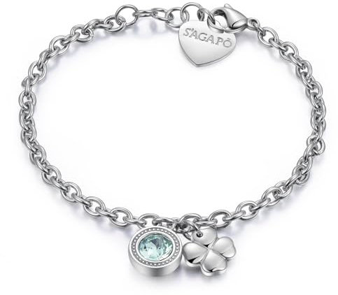 S'Agapõ Bracciale Donna in Acciaio e Cristalli Swarovski© con Simbolo Quadrifoglio | Collezione Lucky Light - SKT12