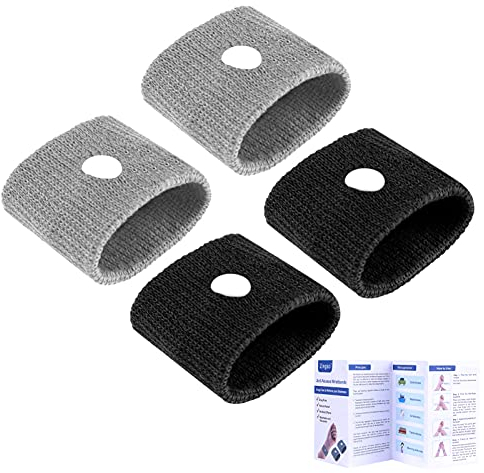Zingso Anti Travel Sickness Bands Wristbands, 2 Pairs Motion Sickness Bands for Kids & Adults Natural Acupressure Nausea Relief Wristbands for Car Sea Flying Trip and Pregnancy Morning Sickness