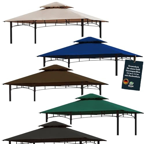 Freigarten.de Toit de rechange pour barbecue pavillon 2,4 x 1,5 m, sable antique, imperméable, matériau: panama PVC souple 370 g/m², extra résistant, modèle 11 (marron)