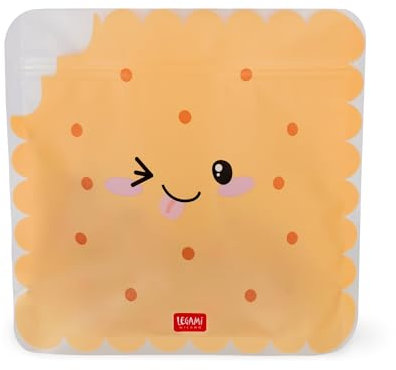 Legami Set di 3 Buste per Alimenti, 3 Diverse Misure S, M, L, Sacchetti Richiudibili, Riutilizzabili, Lavabili in Lavastoviglie, Snack Bags Pratici, Cookie