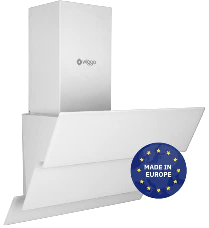 Wiggo Campana extractora de 60 cm, sin cabeza, con recirculación de aire, 300 m³/h, pantalla LED táctil de 3 niveles, filtro y 2 filtros carbón, extractora con 3 partes frontal de cristal, blanco