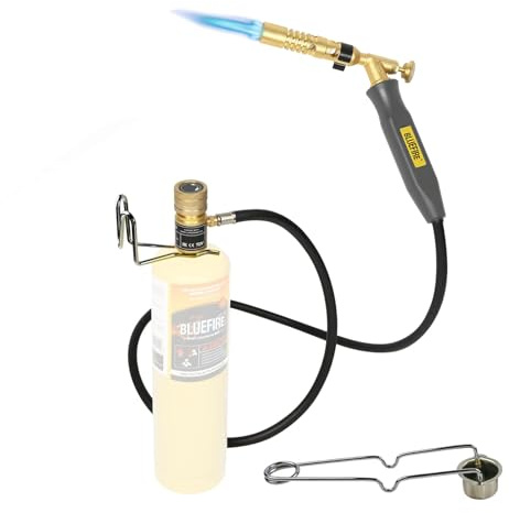 BLUEFIRE MRAS-8210 Super Jumbo Turbo Flame Propane Gas Welding Torch with 5' Hose Fuel by MAPP MAP Pro Propane Great High Intensity Nozzle Head for Soldering Brazing Large Dia Copper Pipe