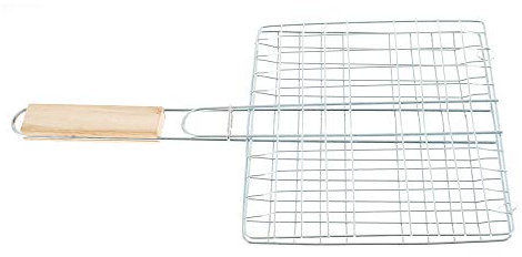 BBQ Grill Basket with Comfortable Handle, Portable Foldable Stainless Steel Grill Basket BBQ Grill Net Practical Grill Mesh Clamp Bbq Tool for Burger, Steak, Fish, Shrimp, Vegetable Garden Barbecue