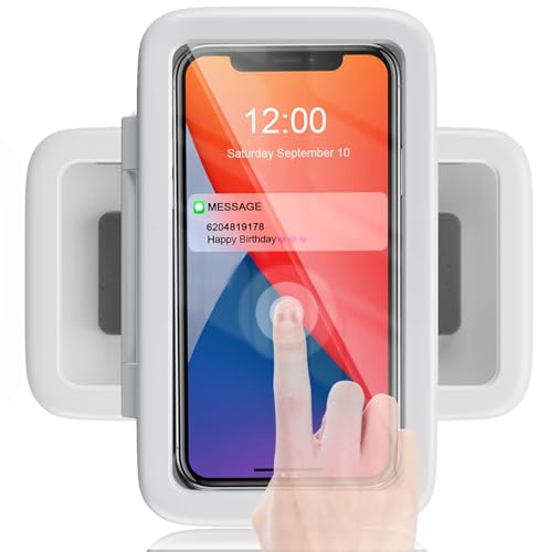 LC-dolida Shower Phone Holder Waterproof, 480° Rotatable Adjustable Bathroom Wall Phone Mount Stand, Anti-Fog High Sensitivity iPhone Case, Anti Fog Case Bathroom Accessories for 4-7'' Cellphones
