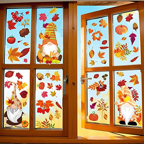 Yitla Thanksgiving Herbstdeko Fensteraufkleber, Fensterbilder Herbst Selbstklebend Thanksgiving Herbstdekorationen Herbst Fensterbilder Herbstblätter Deko Fensteraufkleber A