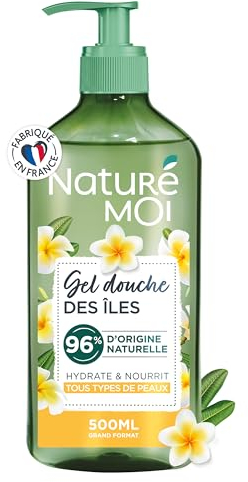 Naturé Moi - Gel Doccia Delle Isole, Monoi - Idrata e nutre - Tutti i tipi di pelle - Fiore di Tiaré Bio - 96% di origine naturale - 500 ml - Made in France