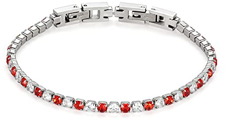 JewelryWe Schmuck Damen Tennis Armband Fußkettchen Edelstahl Zirkonia Tennisarmband Armktte Fußkette abnehmbar Freundschaftsarmband Armreifen für Frauen Mädchen