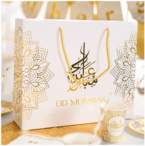 EID by MUBARAK DECORATION – Sacs cadeaux 5 PCS - 36 x 30 x 10cm – HAUTE QUALITE - REUTILISABLE – AID MOUBARAK - Grand Format – Pour une fete après RAMADAN Magnifique