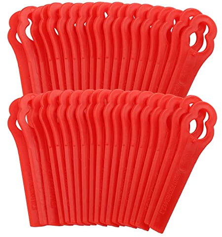 DHinkyoung 100 Pcs Plastic Grass Trimmer Blades for Most Cordless Mower, Lawn Mower Replacement Blades Compatible with Swift Ryobi VonHaus PolyCut 2-2 Gardening Mower Blades Replace