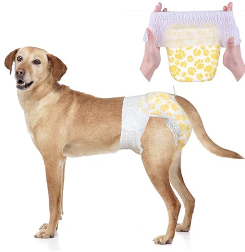 Dono Pañales Perro Hembra, Cintura elástica Envolvente, 10 Unidades, pañal para Perras, Pantalones de celo, súper absorbentes y a Prueba de Fugas, para Perras en celo, incontinencia y Entrenamiento,L