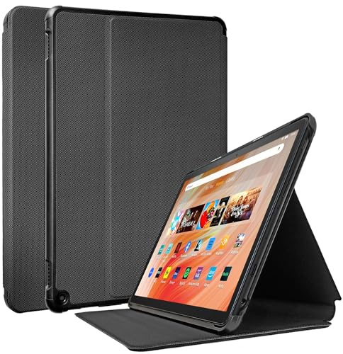 TOKILO Soft PU Leather Case for Amazon Fire HD 10 Tablet (13th Gen, 2023 Release), Adjustable Stand, Auto Wake/Sleep, Black