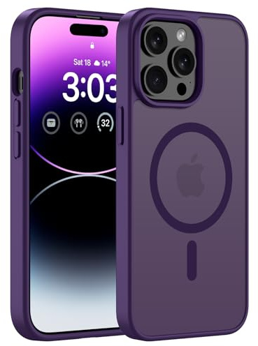 ORDA Magnetische Hülle für iPhone 14 Pro Max für MagSafe, Lila | Durchscheinend Rückseite, Matt Handyhülle, Stoßfest Kratzfeste Schutzhülle