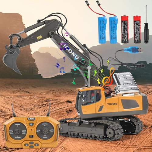 Control Bagger, Ferngesteuerter Kettenbagger, Ferngesteuerter Bagger Spielzeug für Jungen, 680° Drehung, Licht und Soundeffekten, Weihnachten Geburtstag Geschenk Junge 6 7 8 9 10 11 12 Jahre