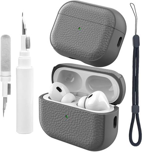 Teyomi für Airpods Pro 2 Hülle mit Handschlaufe, TPU Schutzhülle für Apple Airpods Pro 2. Generation mit Reinigungsset, Texturdesign für Airpods Pro 2 Case, Fallfest, Stoßfest (Grau)