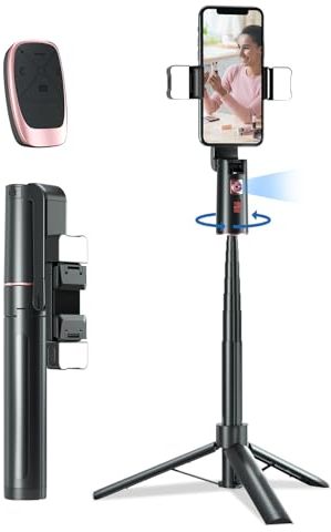 LenTok Trépied de téléphone avec télécommande et support rotatif 360° suivi, perche selfie de voyage pour iPhone, TikTok, YouTube et vlogs enregistrement vidéo