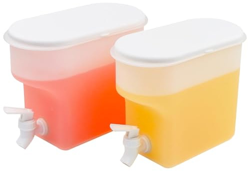 WEXFFU 2 Pack 3.5L Drinks Dispenser, Fridge Water Dispenser with Tap | Plastic Drinks Dispenser, Plastic Cold Drink Juice Beverage Dispenser Jug for Party Drink, Juice, Iced Tea, Lemonade, Cold
