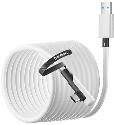 TRANSNOVO Câble Link USB 3.2, 5 mètres Compatible avec Meta/Oculus Quest 3/2/Pro et Pico4/Pro Accessoire et Steam VR, 5 Gbps de Transfert de Données à Haute Vitesse, Gameplay Fluide